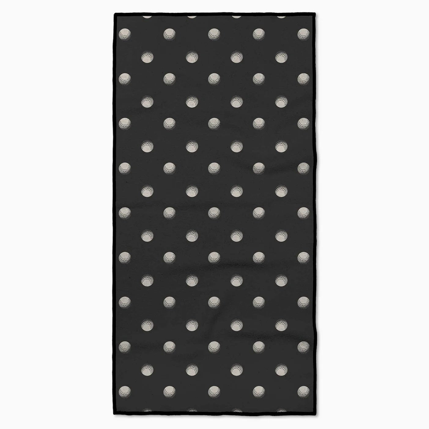 Black Geometry fitness towel with golf balls