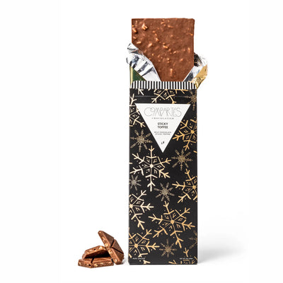 Chocolate bar with a decorative packaging on a white background