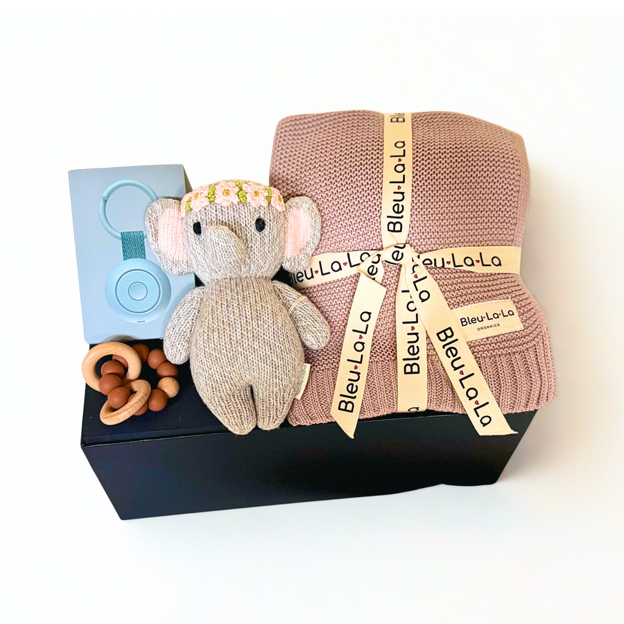 Gift set with cuddle+kind elephant, blanket, teether and hatch sound machine