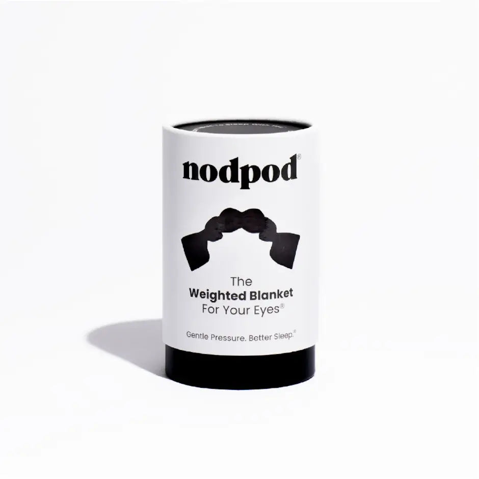 Nodpod weighted sleep mask packaging on a white background