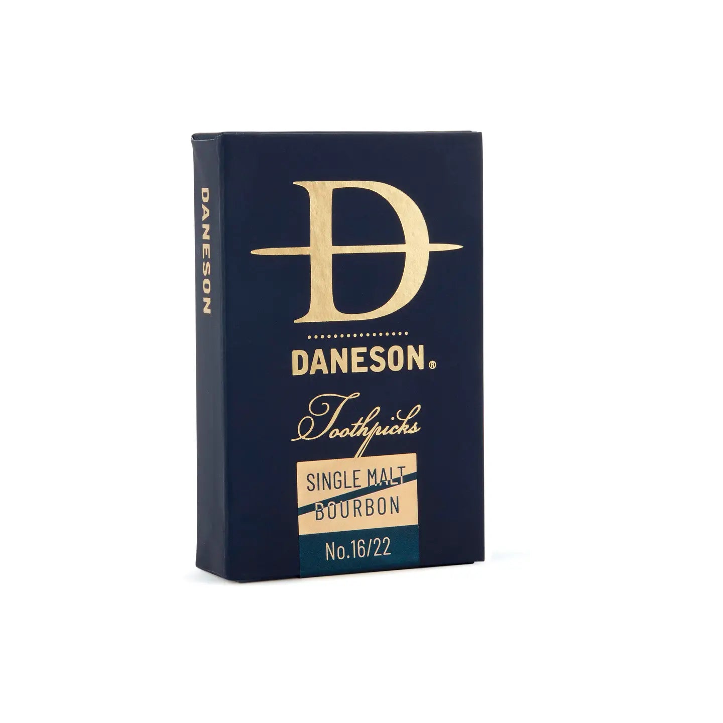 Daneson toothpicks packaging with gold and white text on a blue background