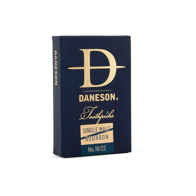 Daneson toothpicks packaging with gold and white text on a blue background