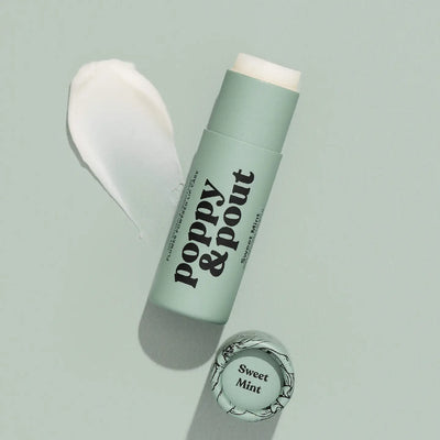 mint green poppy & pout lip balm